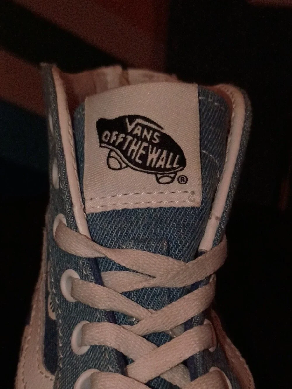 Vans Kids High-Top Print Sneakers in Denim Blue/ White Sz. 1